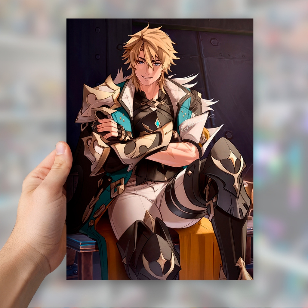 Quadro Placa Decorativa Varka Genshin Impact em MDF com 28x20 cm