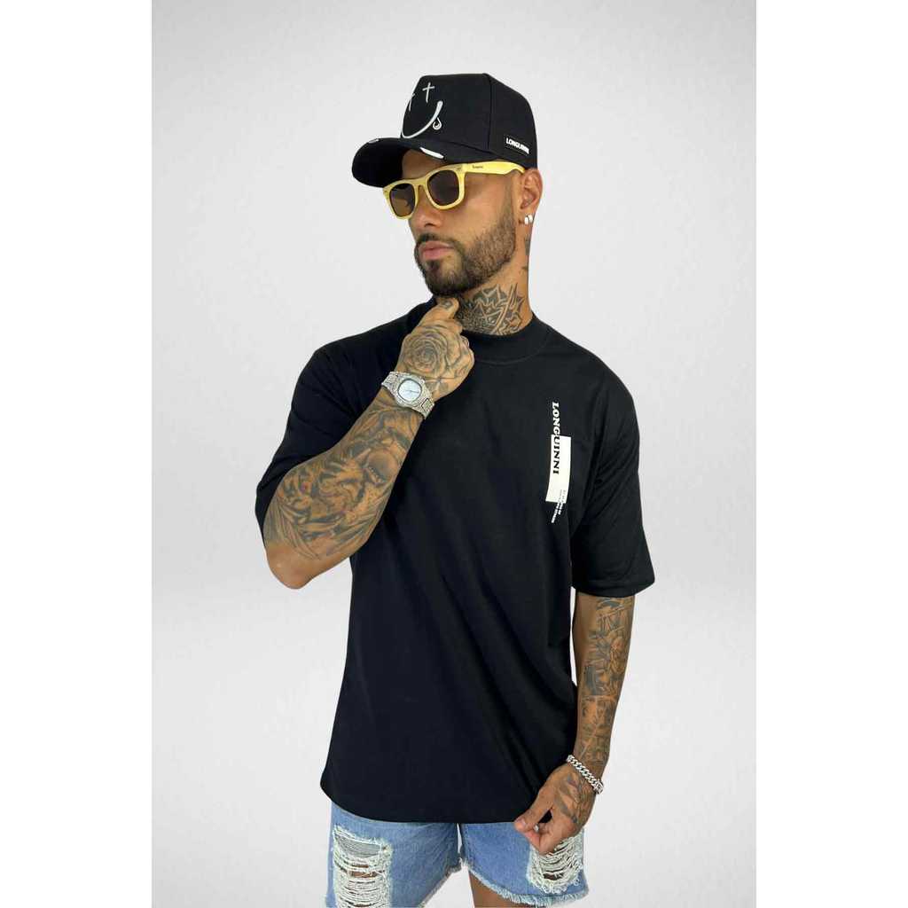 Camiseta Oversized 100% Algodão Stories Preta