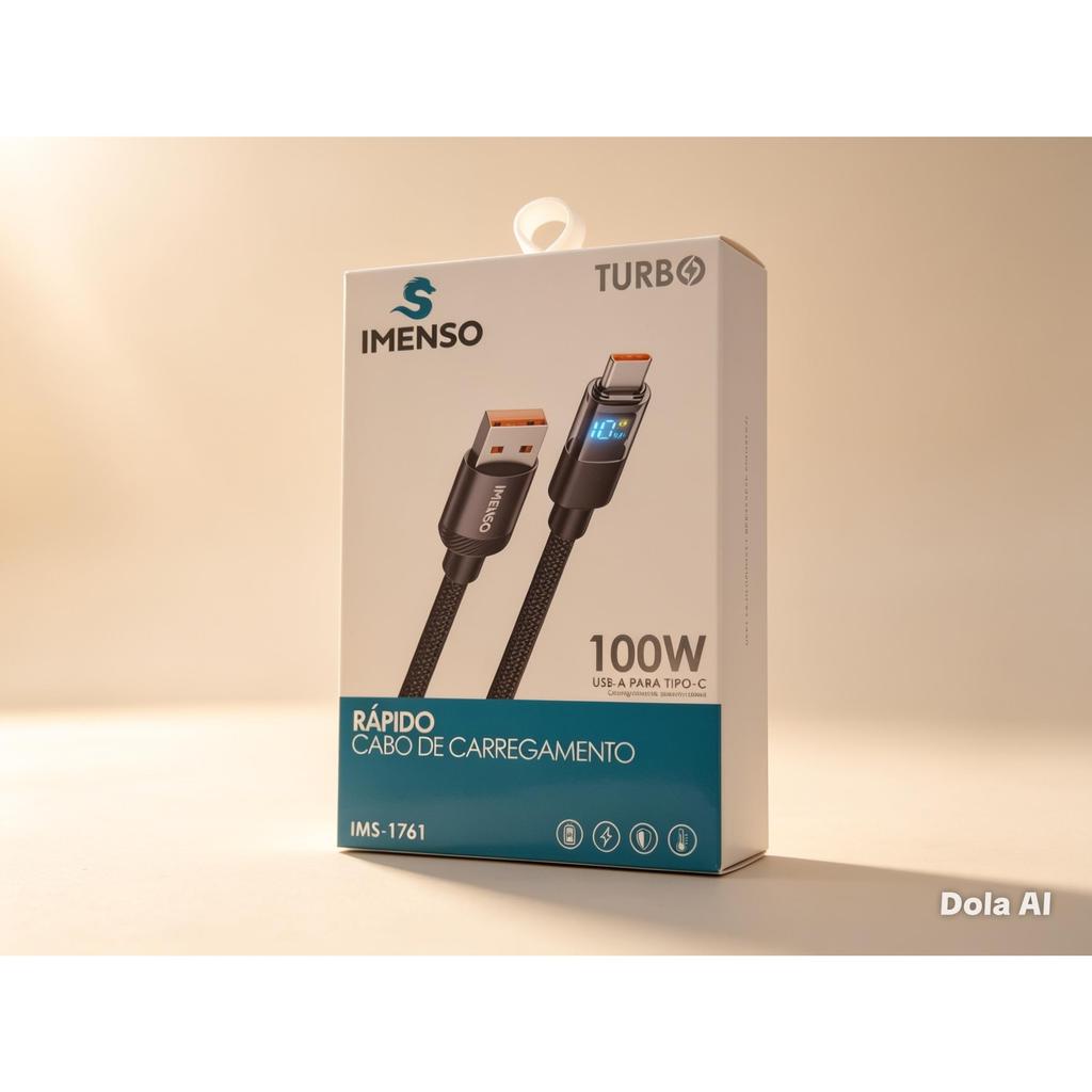 Cabo Lightning / TIPO C 9.1A /65W/100W Display LED Carregamento Ultra Rápido 1m