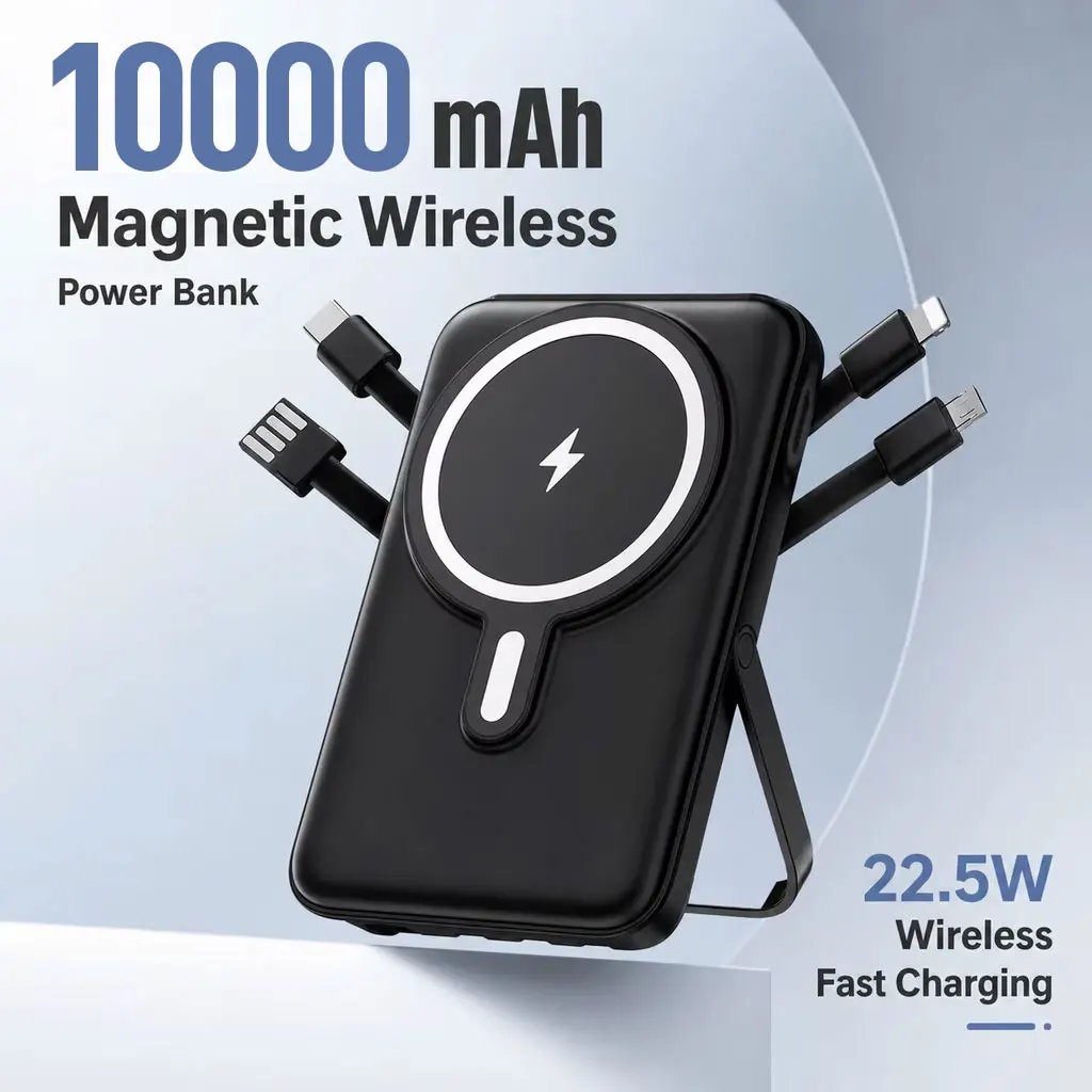 Magnetic Wireless Power Bank 10000mAh 22.5W Fast Charging Portable Charger External Battery Pack For iPhone Xiaomi Samsung