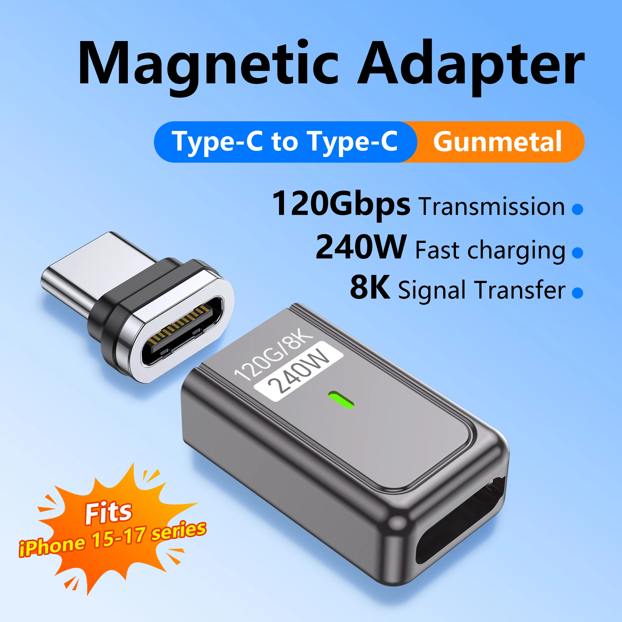 Magnetic Adapter PD 240W USB Type C Adapter  Fast Charge Cable Converter for Iphone 17 16 Universal Magnet Adapter Connector