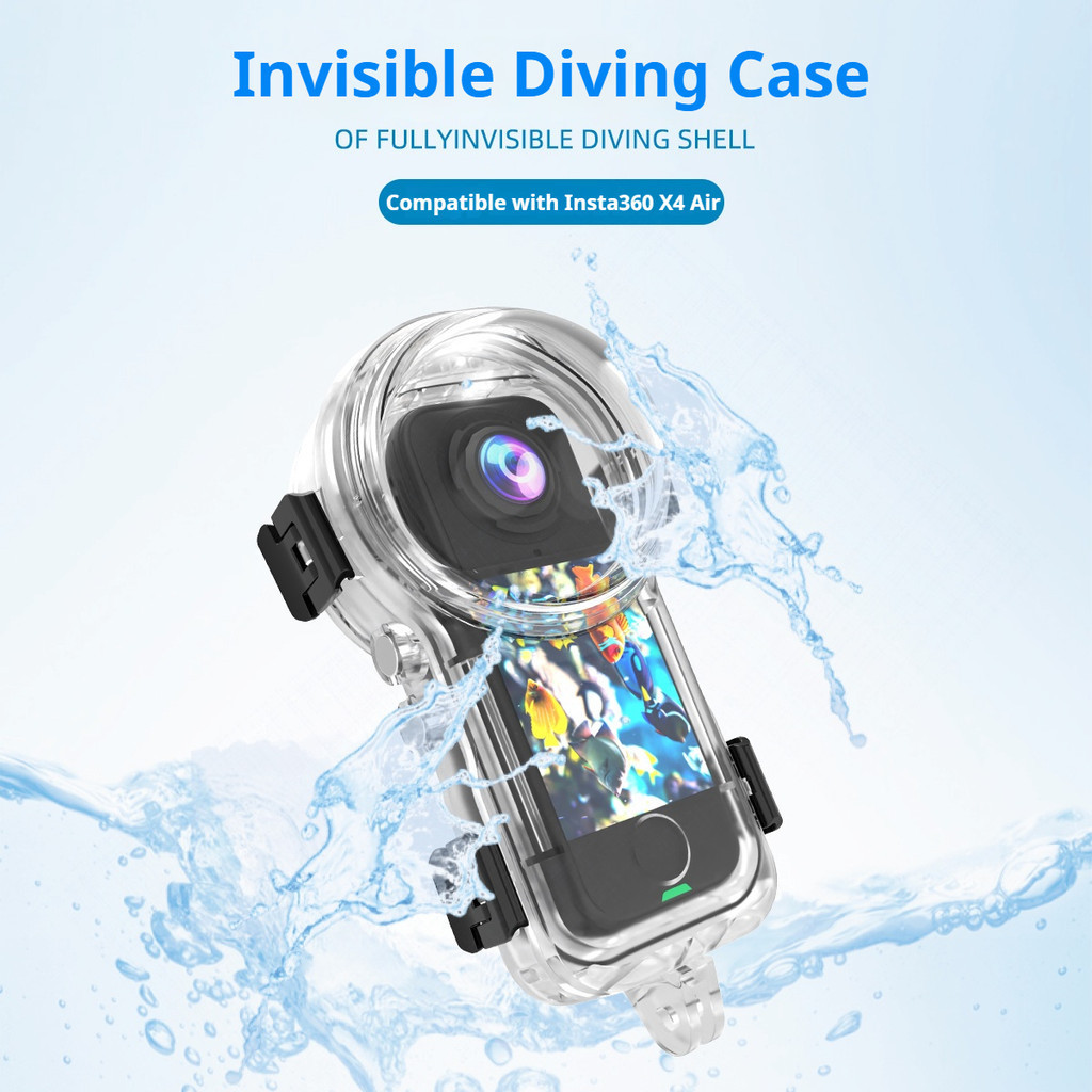 60m/196ft Waterproof Invisible Dive Case for Insta360 X4 Air Two-claw Quick-release Magnetic Mount Underwater Housing Sh