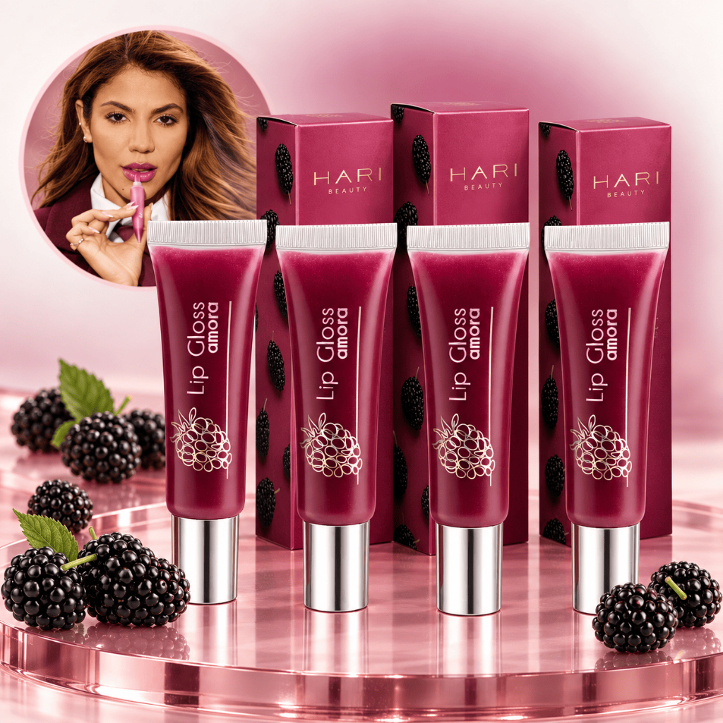Kit 4 Lip Gloss Amora Hari Beauty 10ml Brilho Intenso Efeito Glow Lábios Luminosos