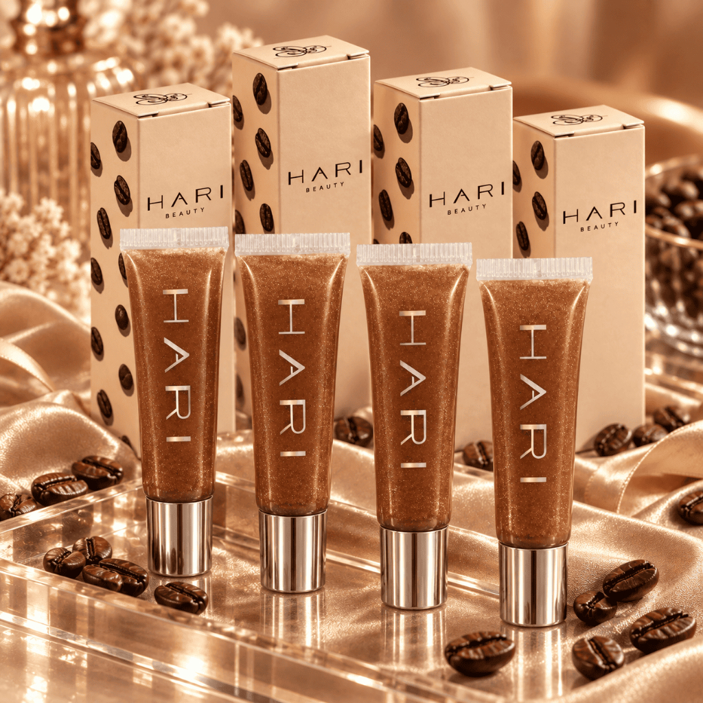 Kit 4 Lip Gloss Hari Beauty Café 10ml Brilho Vibrante Tom Marrom Efeito Glow Labial