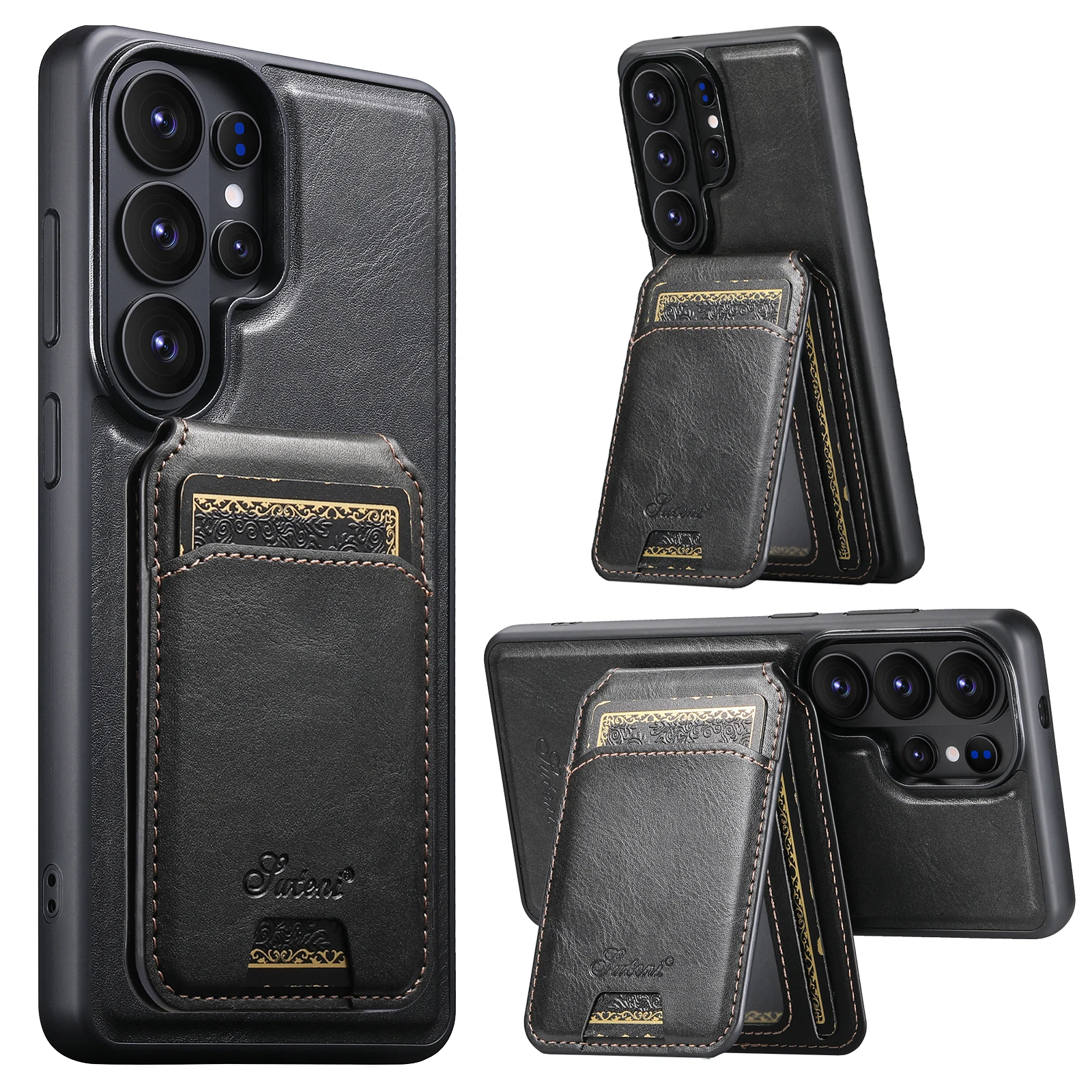Luxury Wallet Leather Cards Solt Case For Samsung Galaxy S26 Ultra S26 S25 S24 S23 Ultra Plus Magnetic Wireless Charging Cover