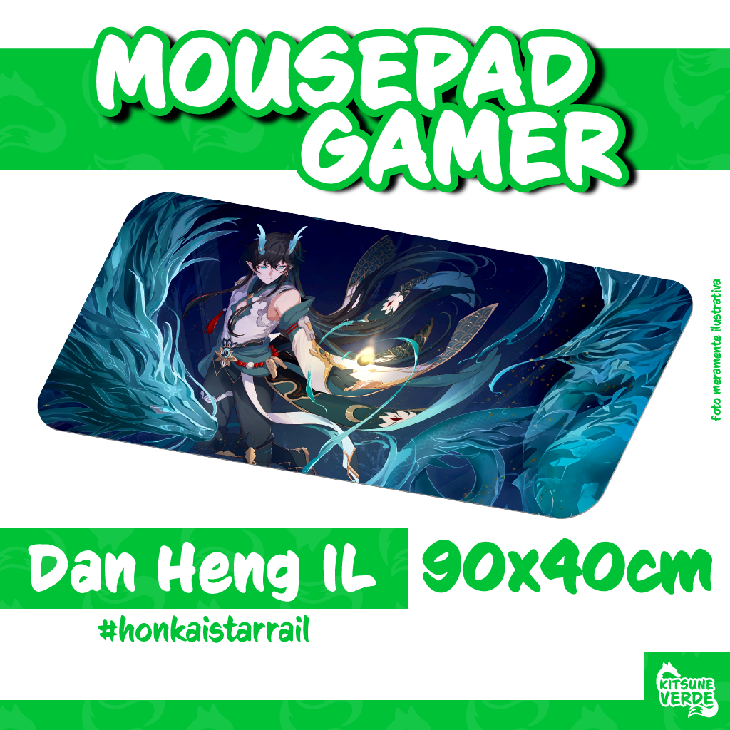 Mouse Pad Gamer - Dan Heng Embibedor Lunaer - Honkai Star Rail - 90x40 - 80x40 - 70x30 - 60x40 - 40x45 cm