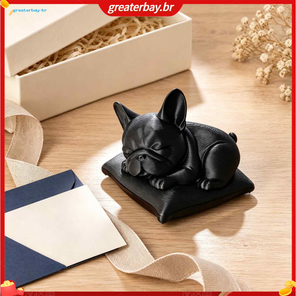 Cute Sleeping Bulldog Figurine 3d Printed Small Dog Statue Adorable Sculpture for Home Office Car Dashboard Decor Perfec