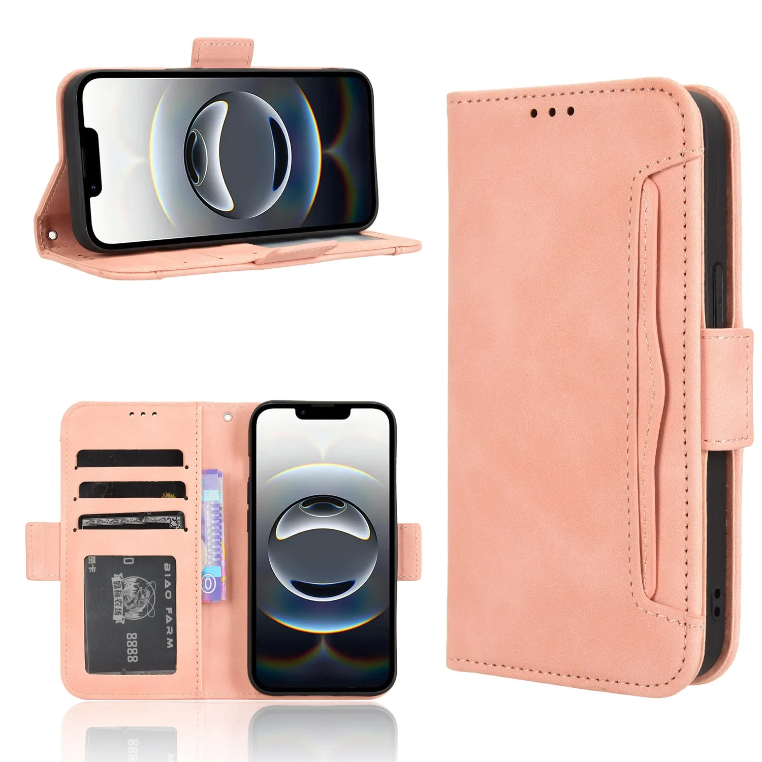 For iPhone 16 Plus Pro Max 16E Luxury Wallet Card Pocket Multi-slot case foldable Cover For iPhone 16 E 16Pro+ Max Pro 16 Shell