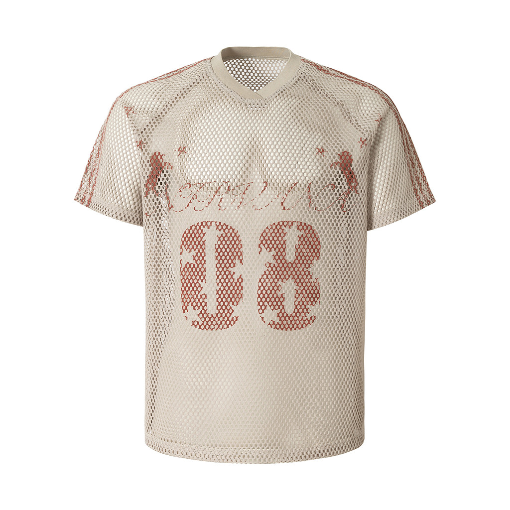 XMYS American Street Trendy Contraste Cor Número Estrela Carta Impressão Malha Camiseta de Manga Curta Homens Mulheres C