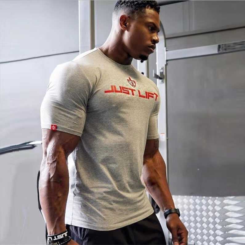Maiba Sports Fitness Camiseta masculina de manga curta Street Wear Muscle Creative Printing Masculino Trendy Exercício R