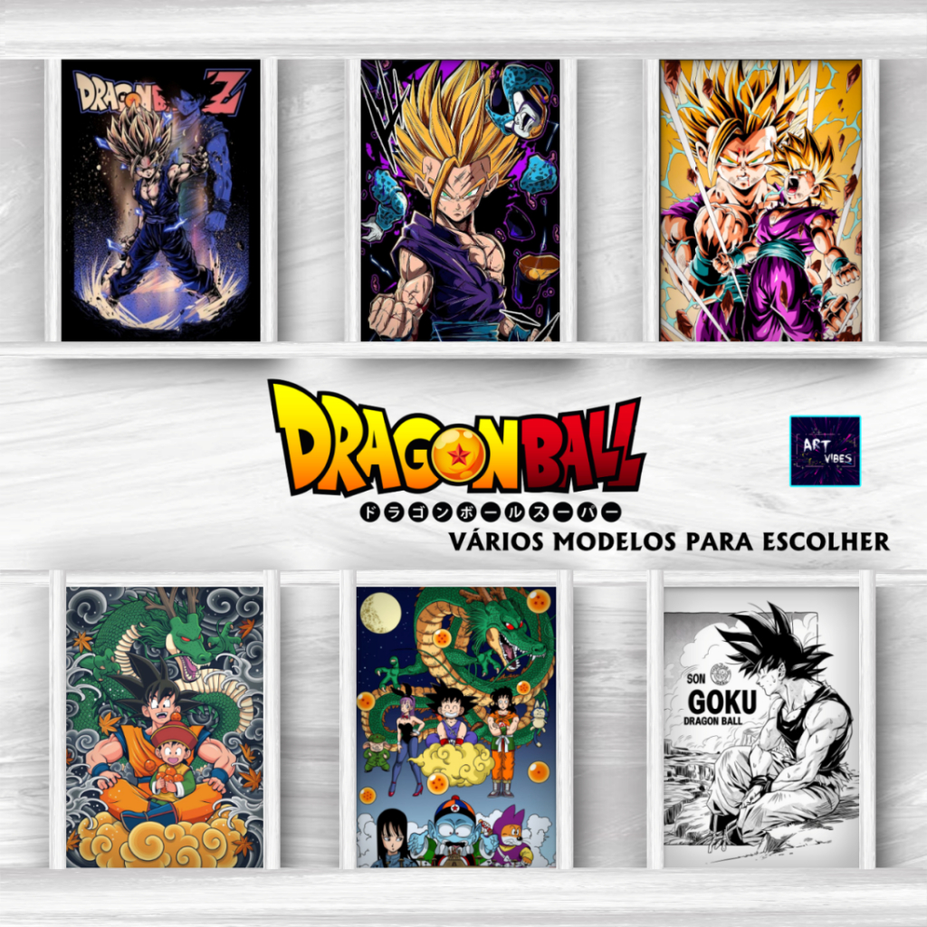Kit Placas Decorativas Quadros Dragon Ball Goku Vegeta Gohan Anime Decoração