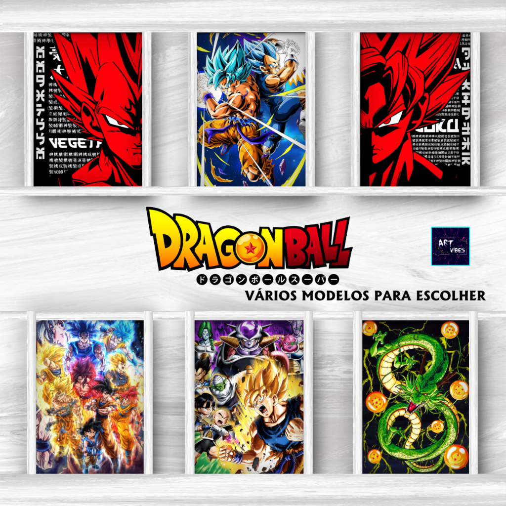 Kit Placas Decorativas Quadros Dragon Ball Goku Vegeta  Gohan Anime Decoração