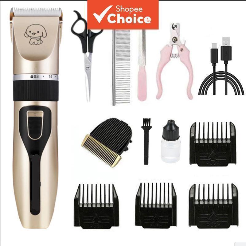 Recarregável Pet Grooming Trimmer Profissional Cão Gato Máquina De Cortar Cabelo Dourado Lâminas Ajustáveis Novo