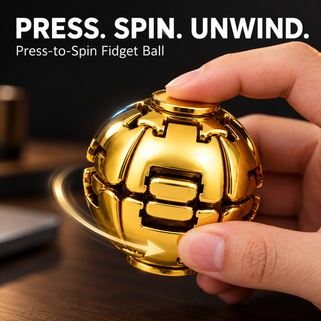 Bola Giroscópica Metálica Para Prensa E Rotação | Galvanizado Push Down Finger Spinner Desk Fidget Stress Relief Toy