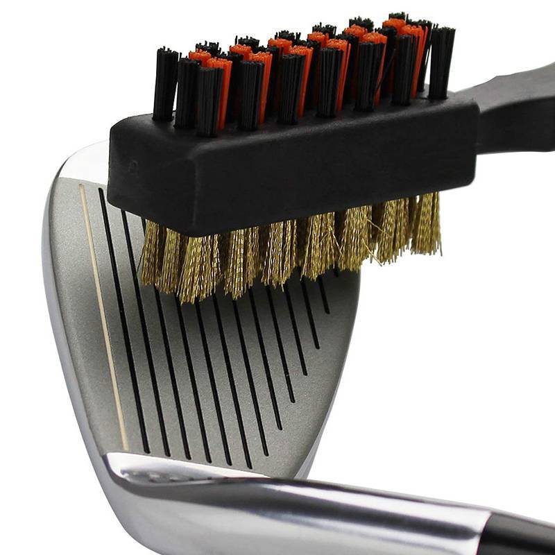 Artglococo Golf Club Escova Groove Cleaner Ferramentas De Limpeza Dupla Face , Escovas De Náilon Leves De Metal Portátil