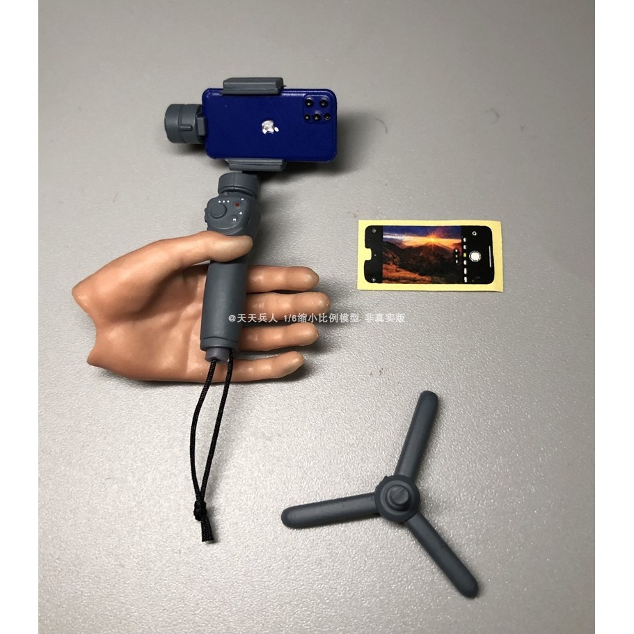 1/6 soldado P006 na moda Super sombra equipamentos acessórios Selfie Handheld cardan vermelho azul telefone móvel com ad