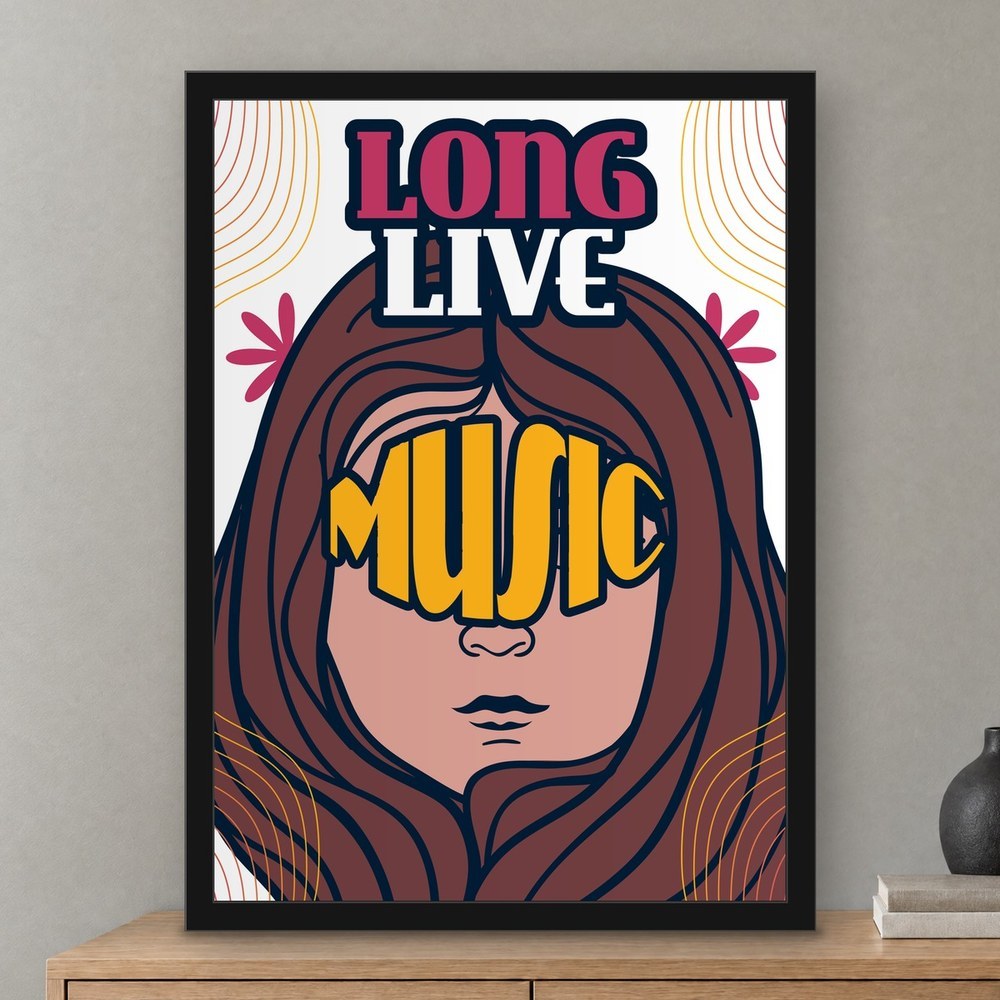 Quadro Decorativo Long Live Music Ambiente Casa Quarto Cozinha