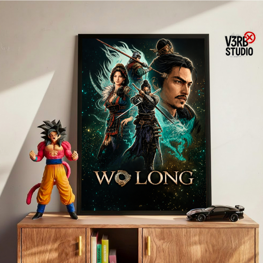 Quadro grande com moldura Wo Long Fallen Dynasty placa decorativa poster game decoração quarto gamer