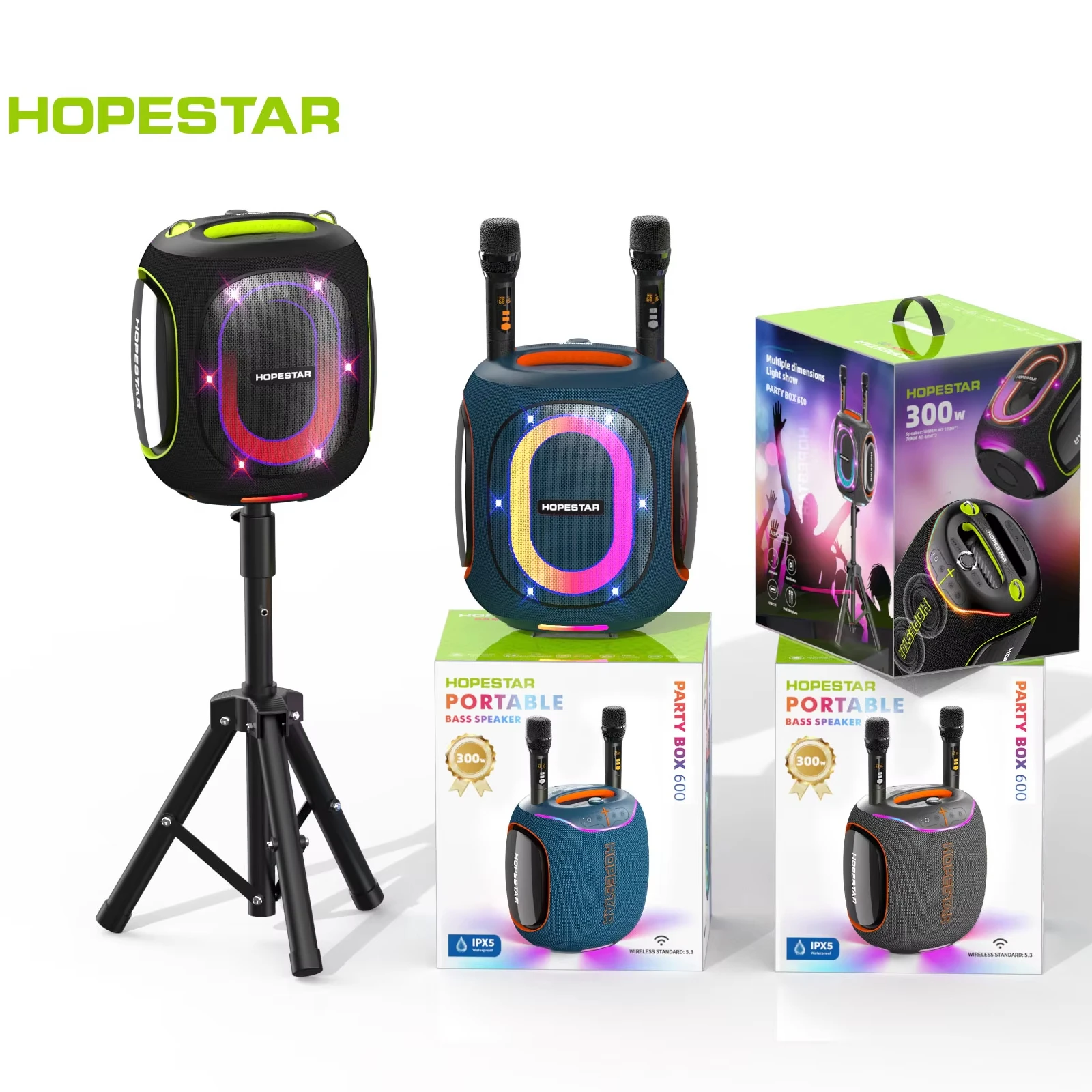 2026 HOPESTAR PARTYBOX600 300W High-quality Subwoofer Wireless Speaker  IPX5 Waterproof Outdoor Portable Home   with Microphone