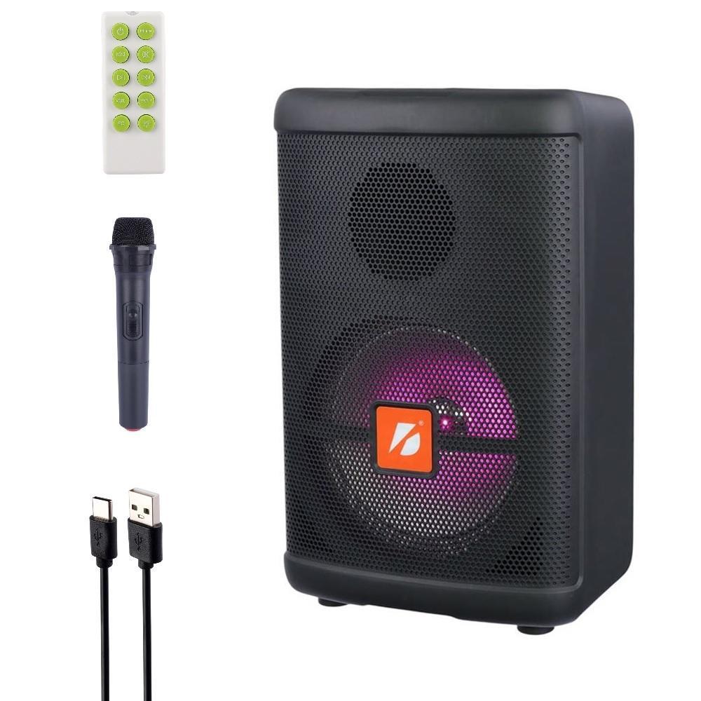 CAIXA SOM AMPLIFICADA KARAOKÊ BLUETOOTH MICROFONE CONTROLE LED FM USB TF AUTO FALANTE PORTÁTIL GRANDE RECARREGÁVEL