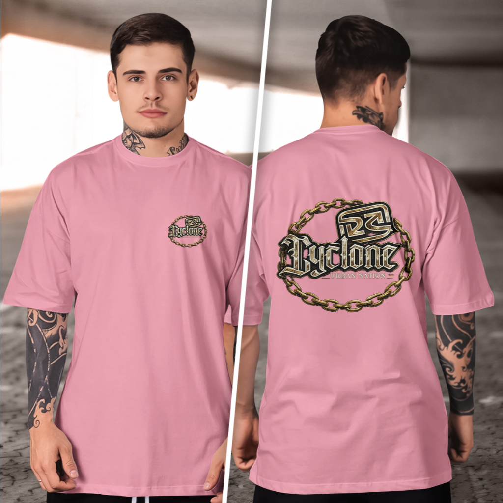 Camiseta masculino Logo Cyclone Urban Nation com corrente  Básica Premium Confortável moda 2026 tecido confortavel