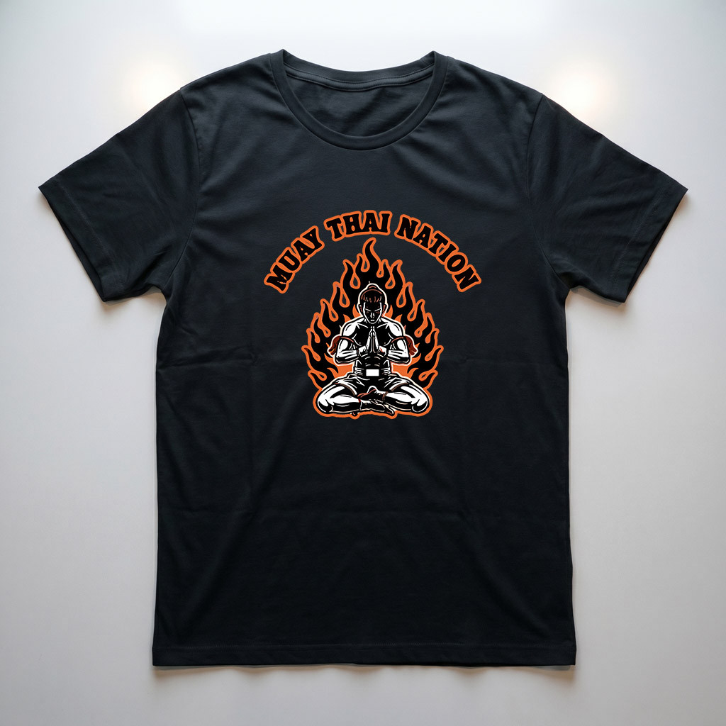Camiseta Muay Thai Nation Lutador Chamas Luta Arte Marcial Camisa Algodão Unissex