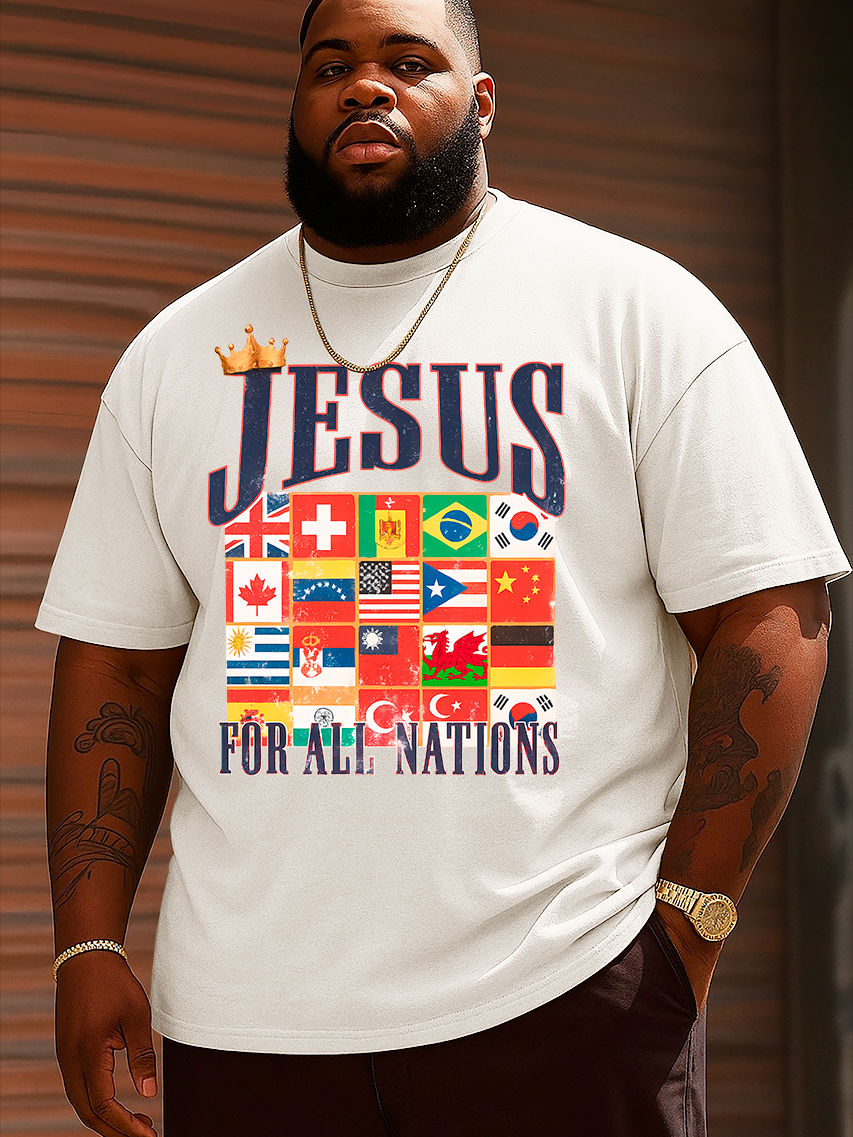 Camiseta Plus Size Jesus for All Nation Estampado 100% Algodão G+ G1 ao G3 Gospel