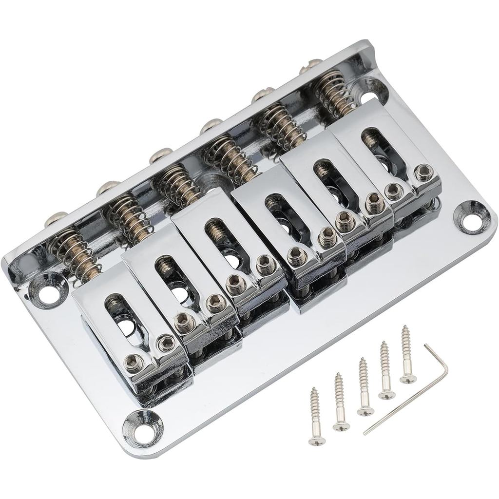 Musiclily Pro 52.5mm Ponte Fixa Moderna para Guitarra Elétrica Squier Strat American Mexican Strat/Tele Style, Cromada