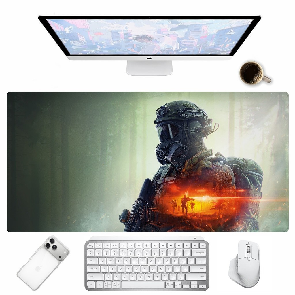 Mouse Pad Estampa Gamers Battle Para Escritorio Mesa Gamer Batalha Jogo Armas