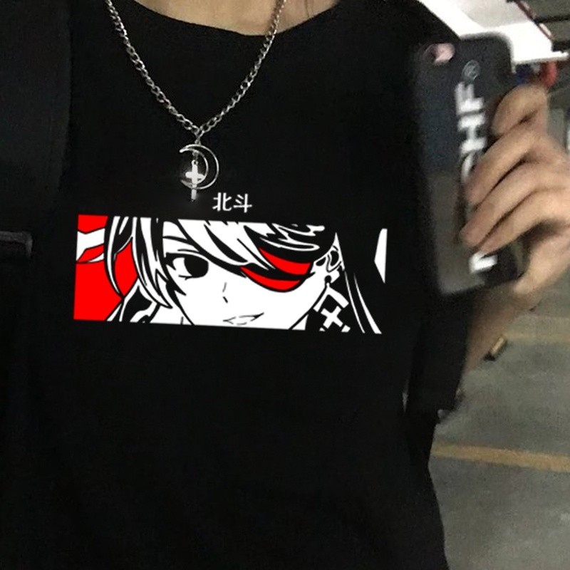 Camiseta Oversized Masculina Feminina T-shirt Beidou Genshin Impact Capitã Waifu Anime Games