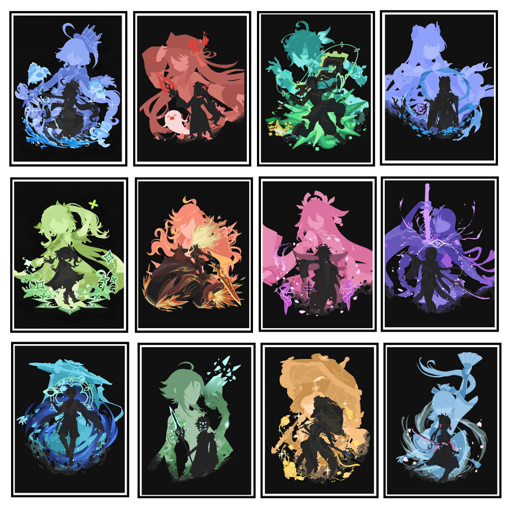 Genshin Impact Personagens Game Anime Placa Decorativa MDF  13x20 cm  Divertido MDF
