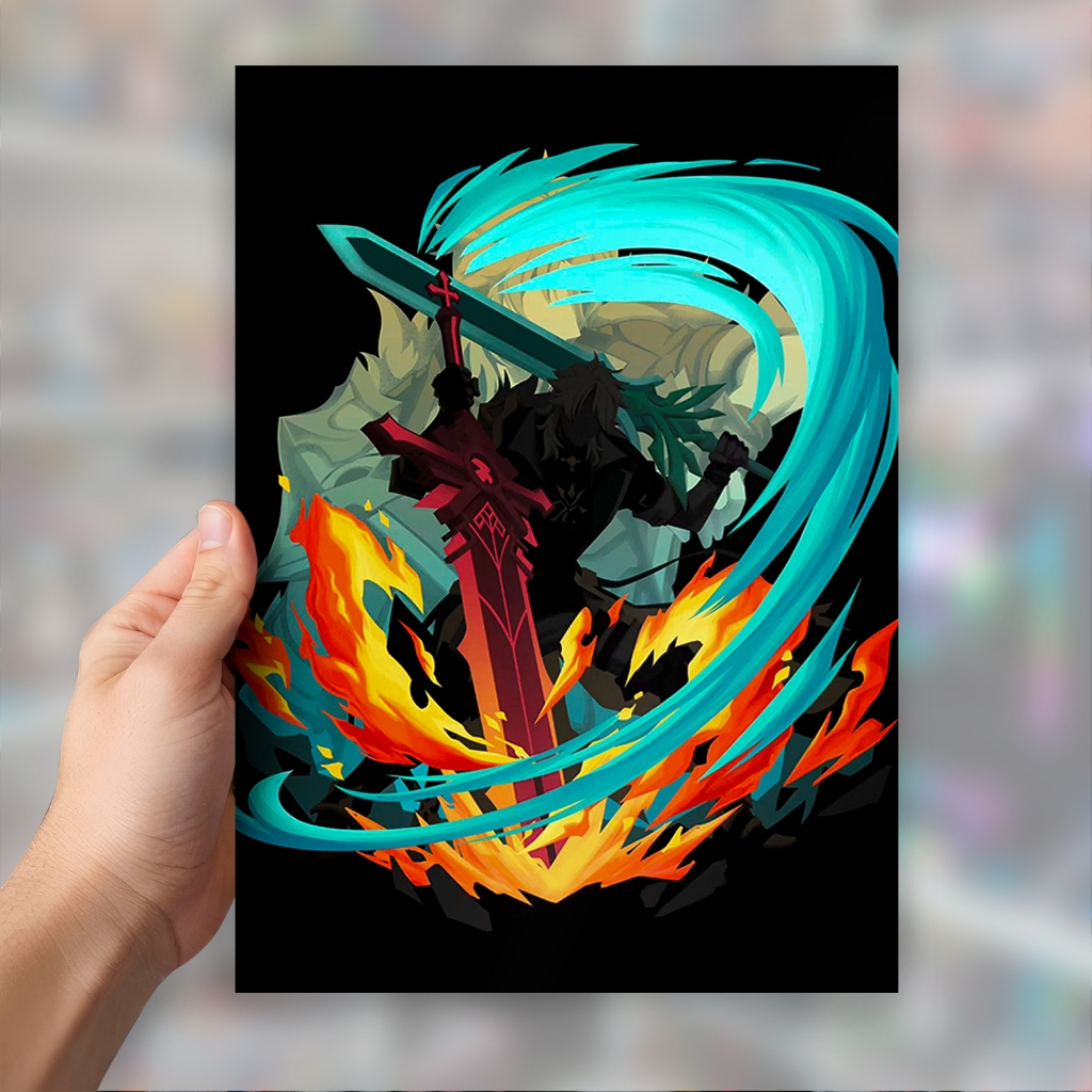 Quadros Genshin Impact em MDF com 28x20 cm