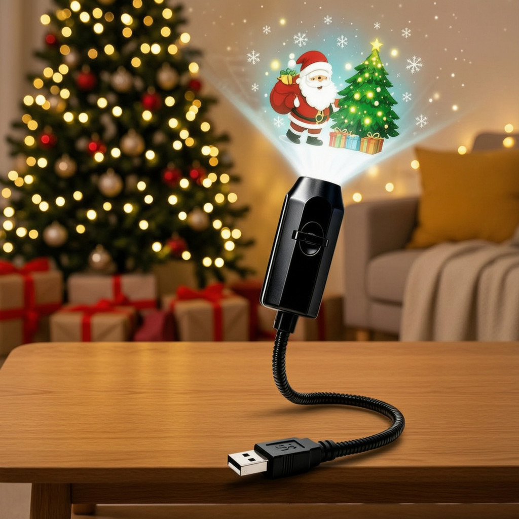 Holiday Projector Lights Festive Atmosphere Usb Portable Night Light for Christmas Flexible Gooseneck Led Lamp with 6/10
