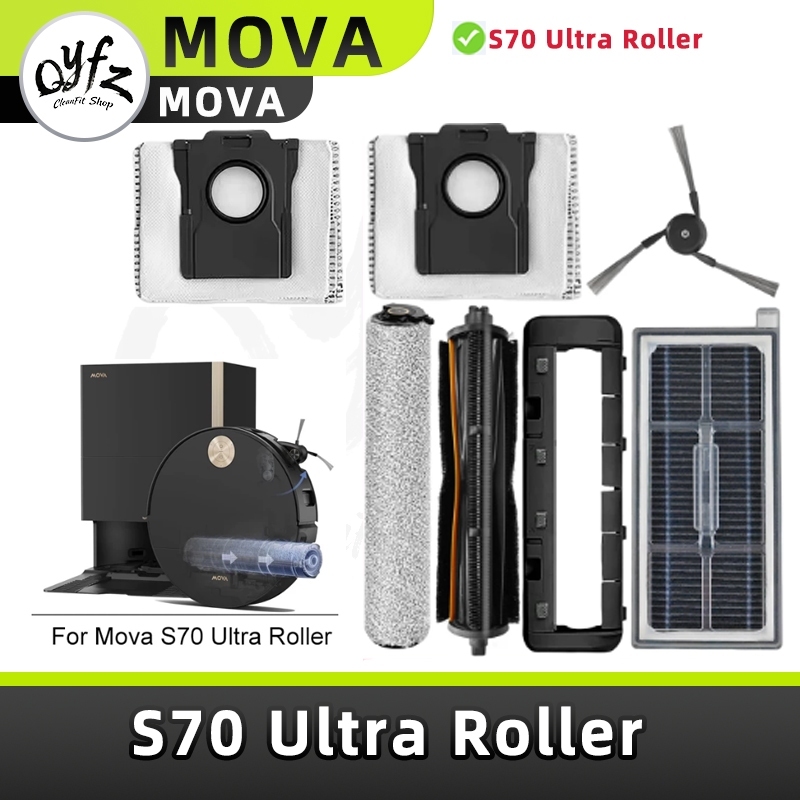 Qyfz Adaptar-se a MOVA S70 Ultra Roller Sweeper Acessórios Dedicado Rolo Mop Escova Principal Malha de Filtro de Escova