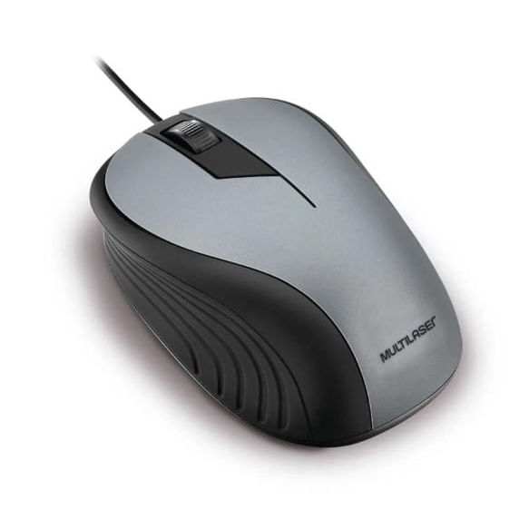 Mouse Óptico USB - Emborrachado Wave - Multilaser -  CINZA/PRETO