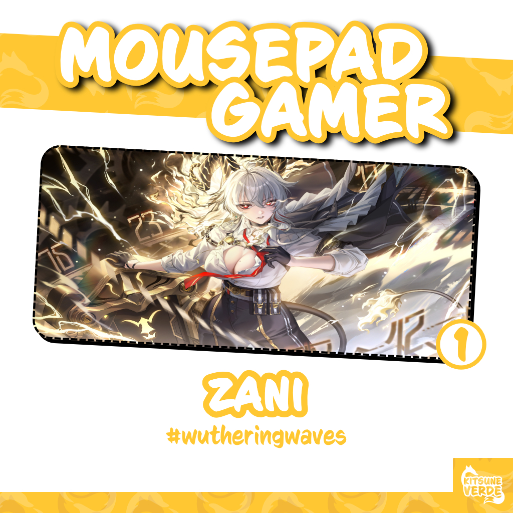 Mouse Pad Gamer - Zani - Wuthering Waves - 90x40 - 80x40 - 70x30 - 60x40 - 40x45 cm