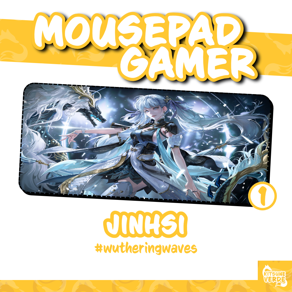 Mouse Pad Gamer - Jinhsi - Wuthering Waves - 90x40 - 80x40 - 70x30 - 60x40 - 40x45 cm