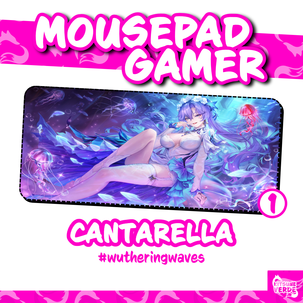Mouse Pad Gamer - Cantarella - Wuthering Waves - 90x40 - 80x40 - 70x30 - 60x40 - 40x45 cm