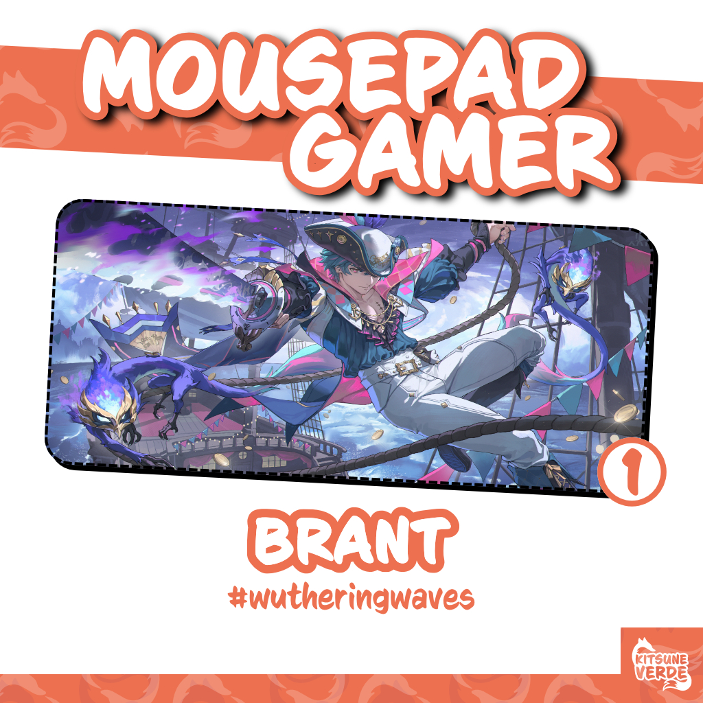 Mouse Pad Gamer - Brant - Wuthering Waves - 90x40 - 80x40 - 70x30 - 60x40 - 40x45 cm