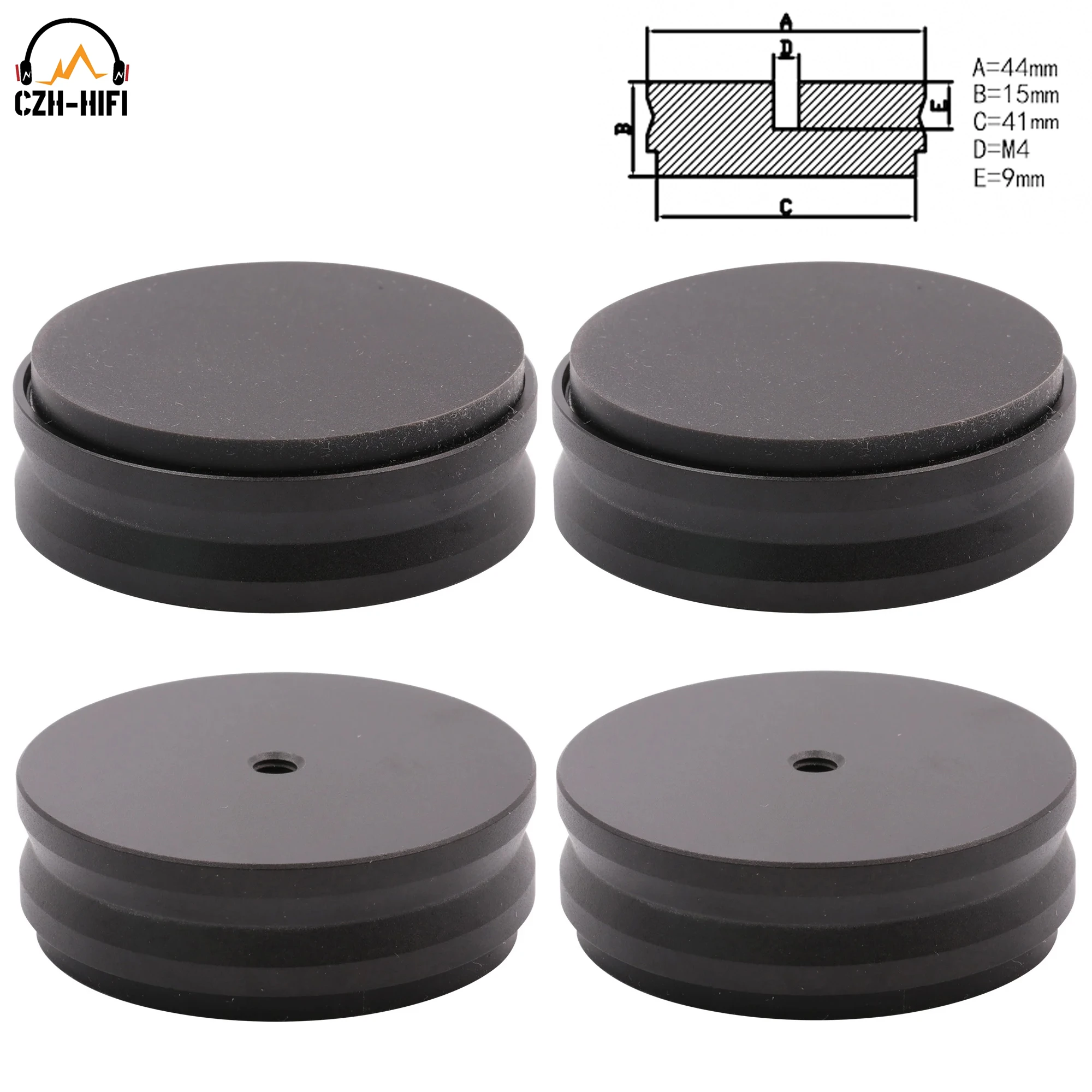 4pcs 44x15mm Machined Solid Full Aluminum Isolation Feet Stand Pad Cone Floor Base For Hifi Audio AMP Speaker Turntable Computer