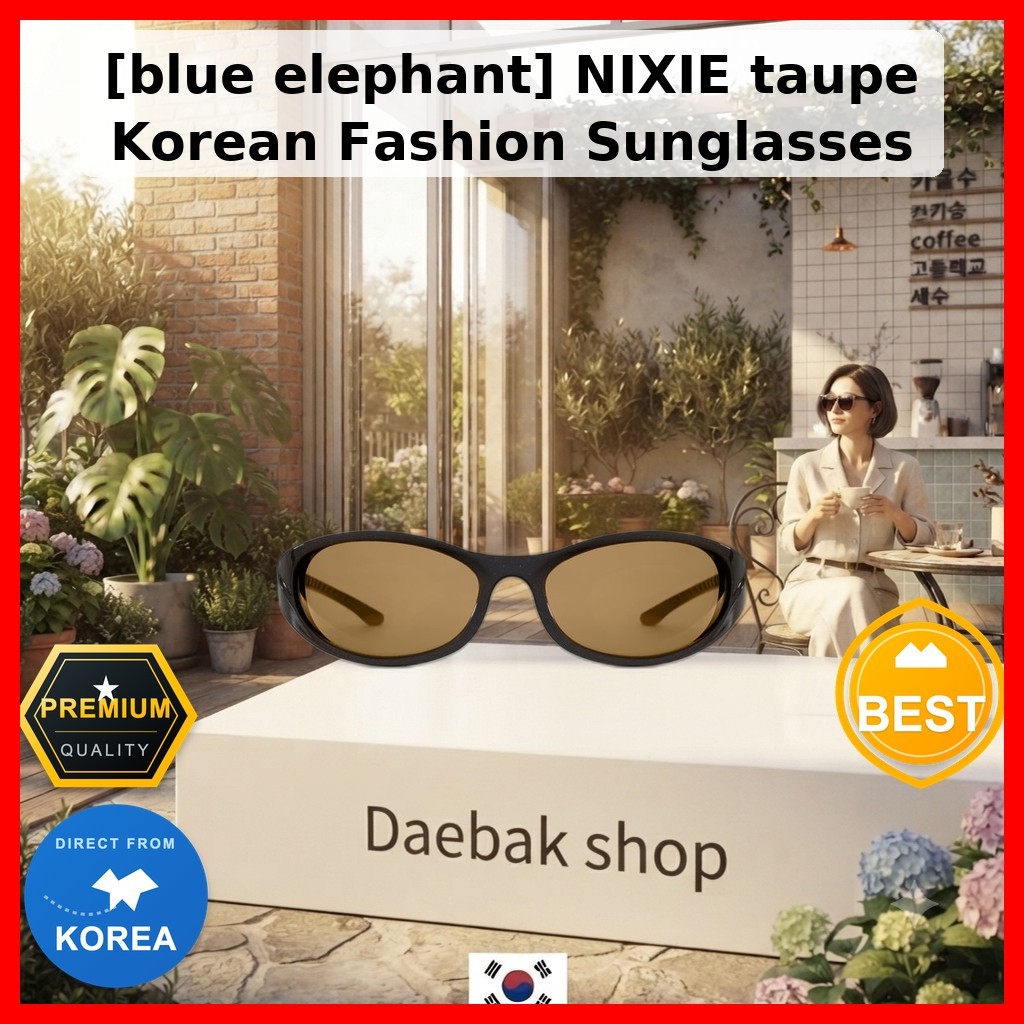 [Elefante Azul] Óculos De Sol Da Moda Coreana NIXIE taupe/Coreanos/Armação Envolvente Oval Daebak shop