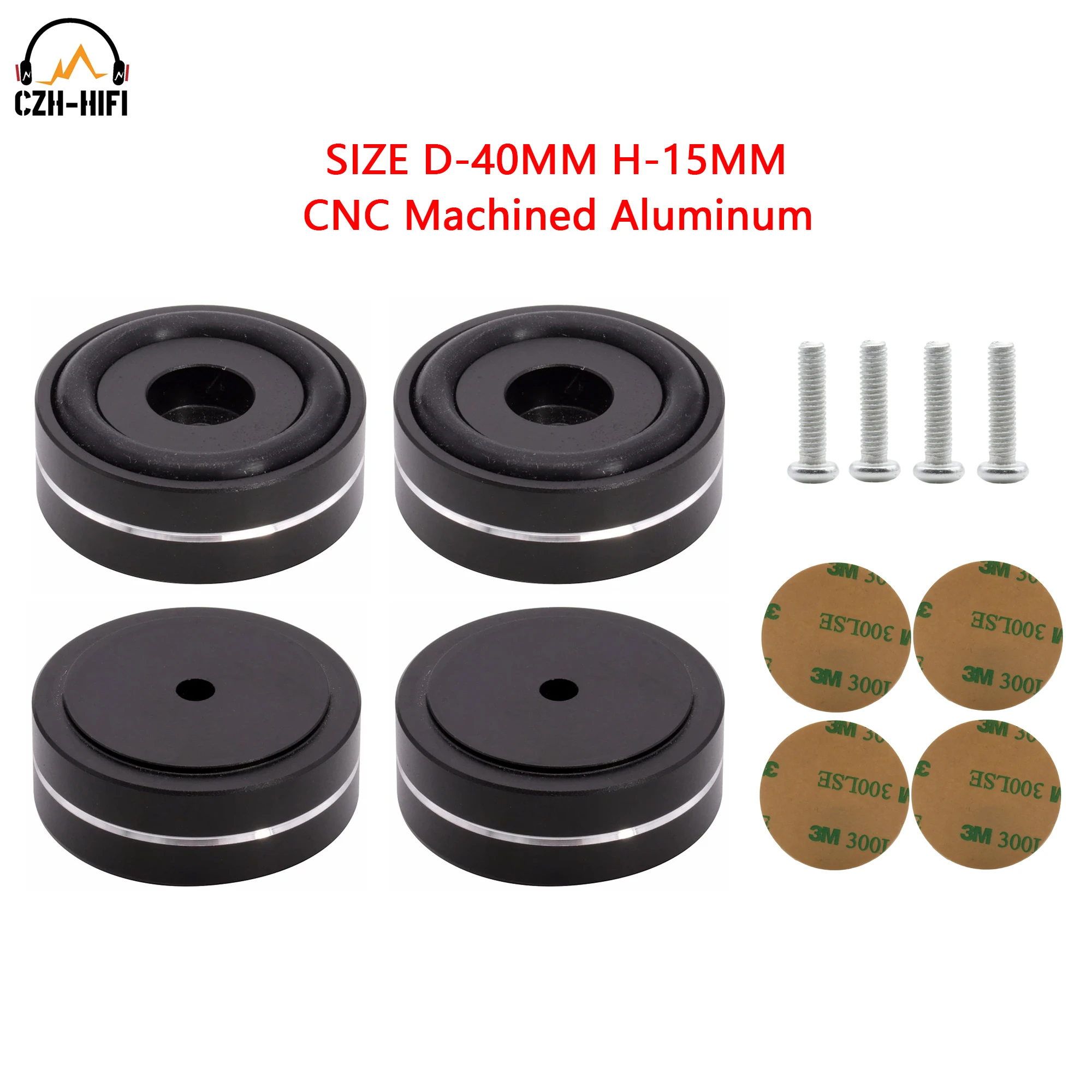 4pcs 40x20m CNC Machined Aluminum Amplifier Feet Shock Absorber Turntable Feet Audio CD HIFI Isolation Feet Pad AMP CD Turntable