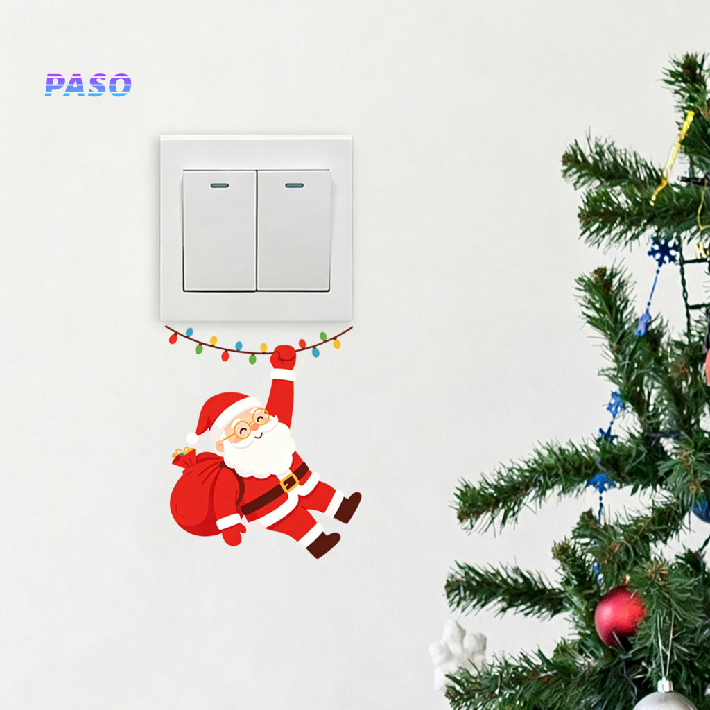 Christmas Switch Plate Covers Wall Murals Santa Claus Light Sticker Removable Pvc Decal Decorative Self-adhesive Cover f