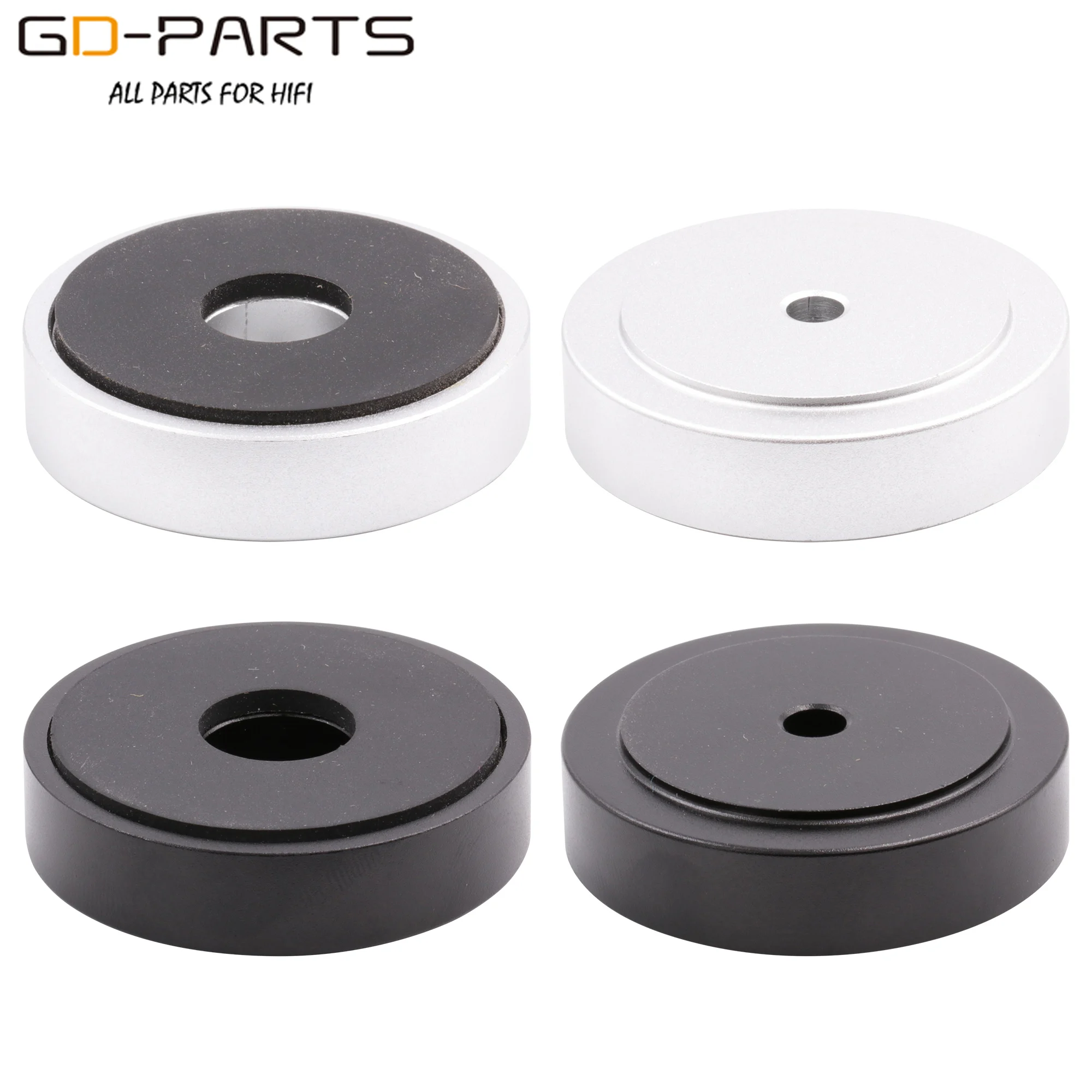 40x10mm Machined Solid Full Aluminum Speaker Isolation Feet Pads Stand for AMP DAC CD Player Turntable Cabinet Silver Black