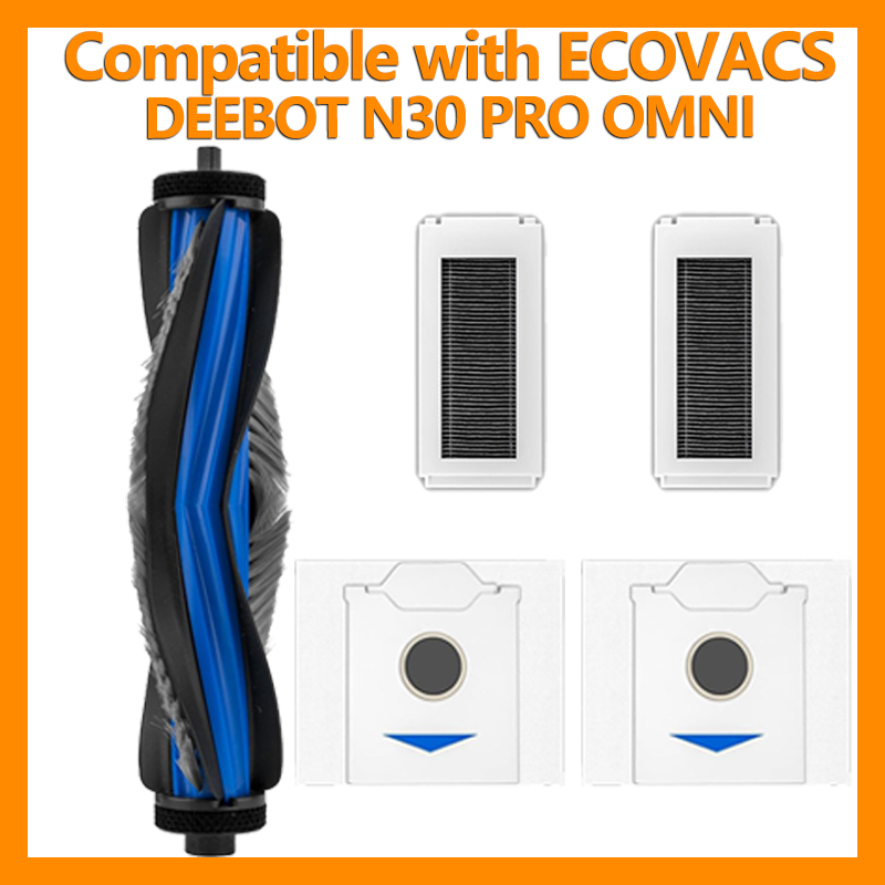 Kit de Peças de Reposição Compatível com Ecovacs Deebot N30 Pro Omni Escova Principal, Escova Lateral, Filtro, Saco de