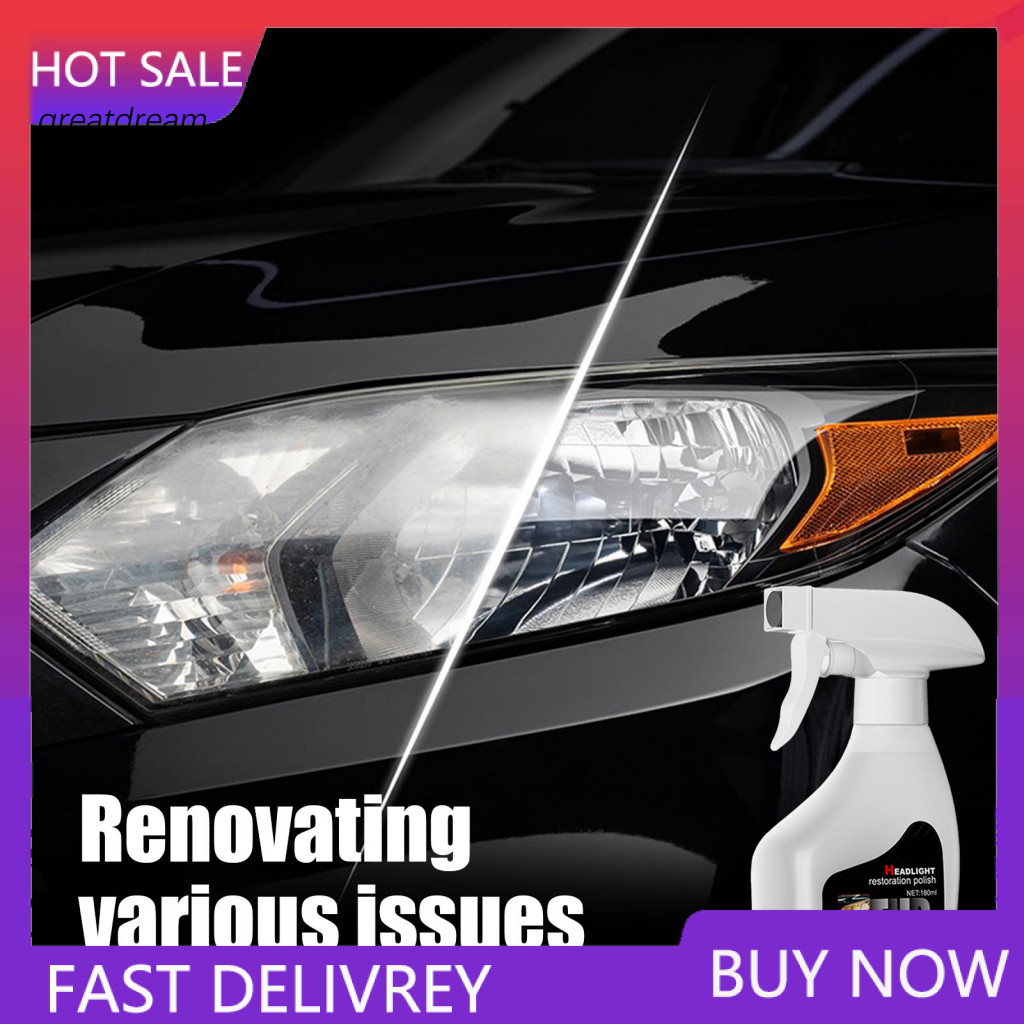 Headlights Kit Car Headlight Restoration with 180ml Ceramic Coating Spray Cleaner Polish – Repair Yellow Foggy Lenses