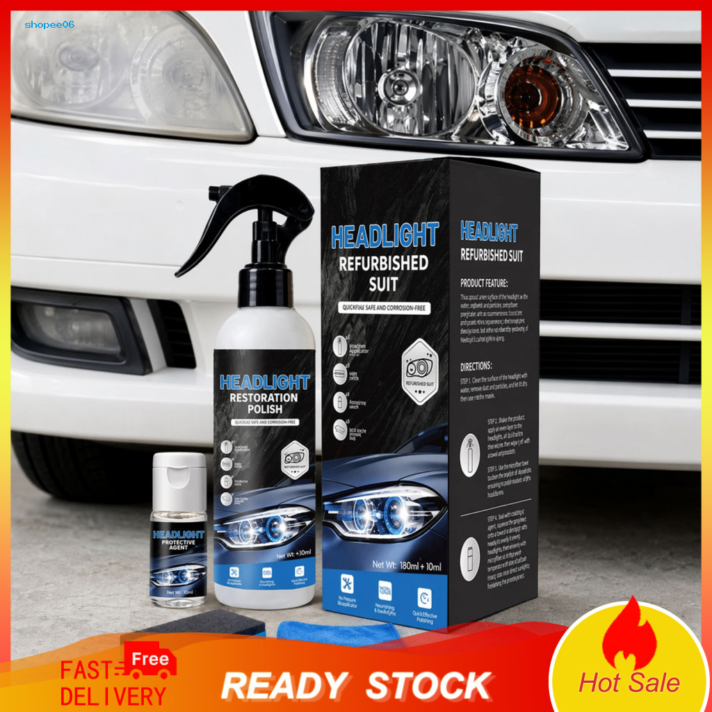 Headlight Cleaner Oxidation Treatment Uv Protection Restoration Spray 180ml – Ceramic Coating for Yellowed Car Headlig