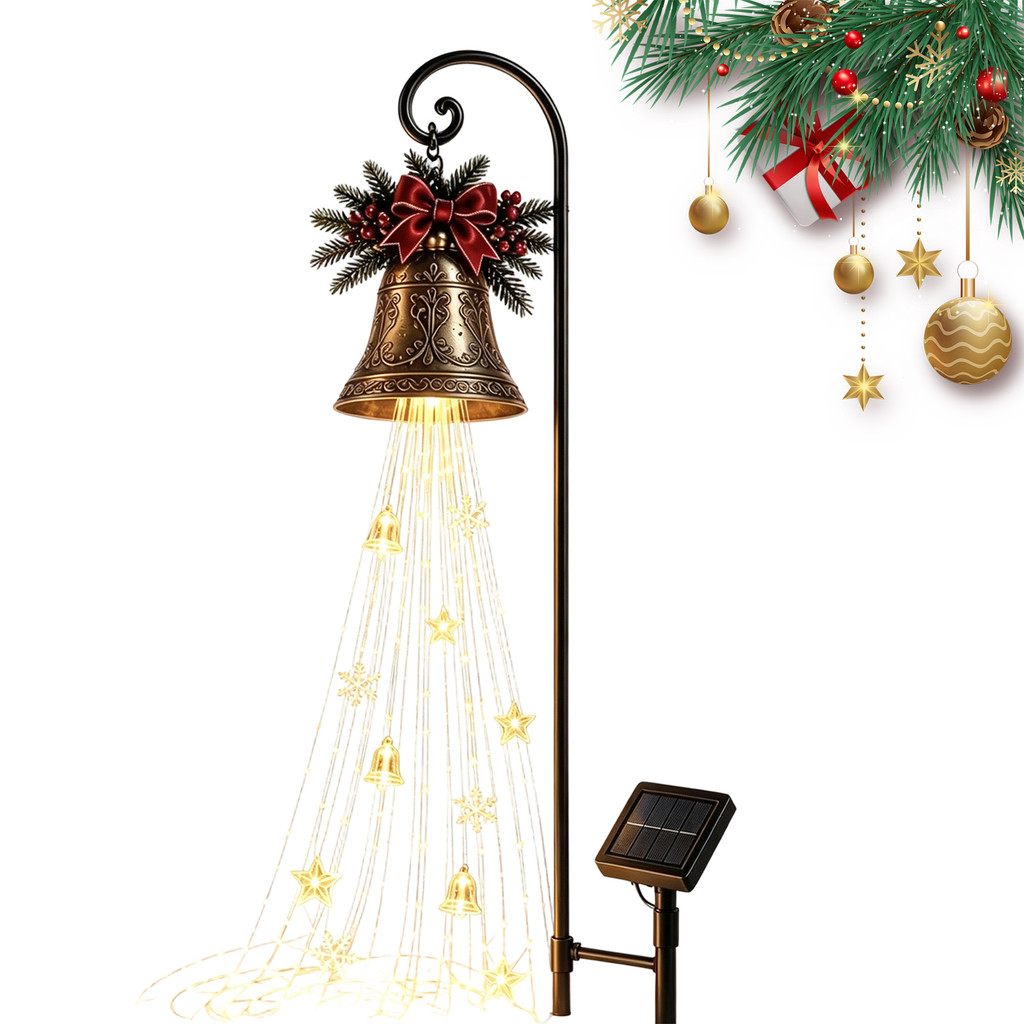Shenhua Christmas Bell Cascade Luz Solar De Quintal Para Decoração De Natal , De Estaca De Jardim Em Cascata Branca Quen