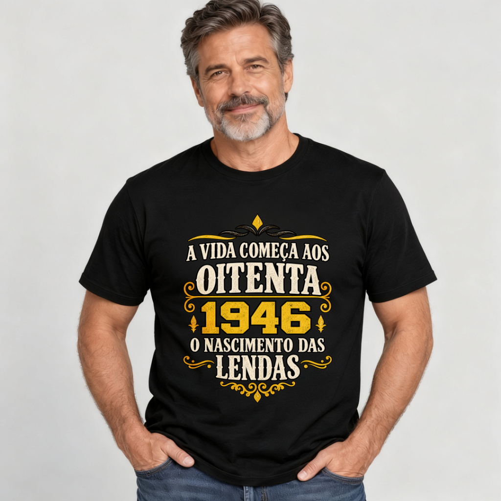 “Life 1946” Printed Short-Sleeve T-Shirt, 100% Cotton, Unisex, Trendy and Fashionable Street Style
