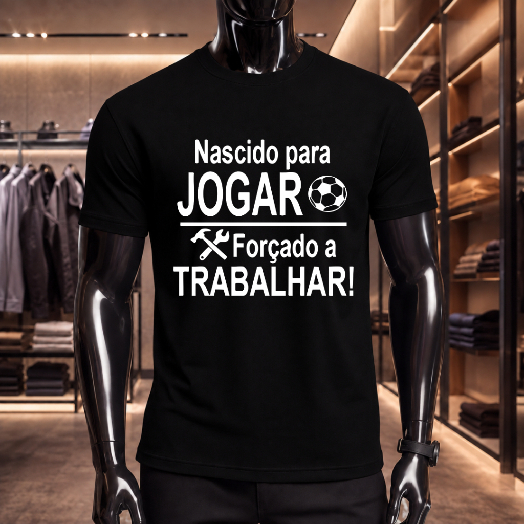 Born to Play Soccer, Forced to Work: Short-Sleeve T-Shirt, 100% Cotton, Unisex, Trendy and Fashionable Street Style